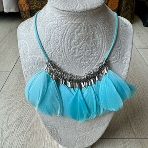 Blue Feather Necklace